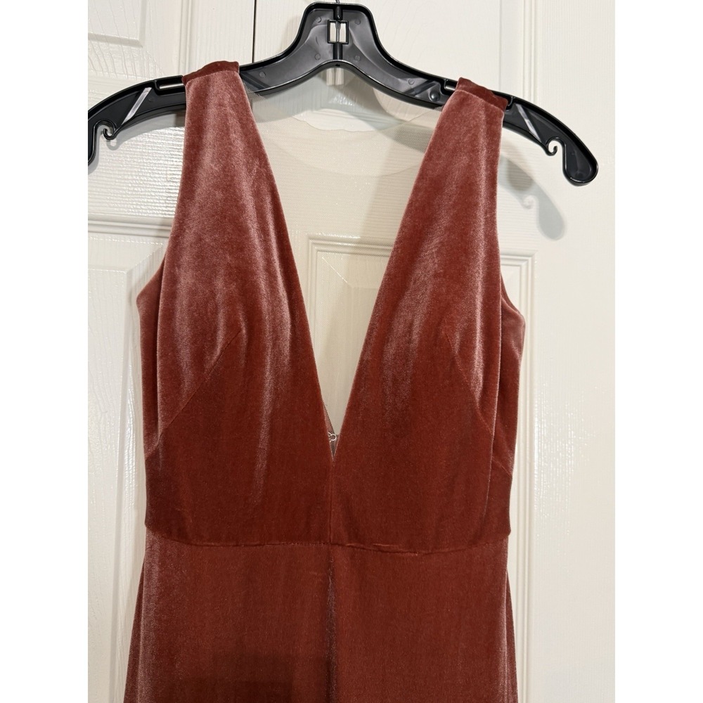 Jenny Yoo Women's Logan V Neckline Sleeveless Velvet Gown Pink Size 0 - Picture 3 of 6